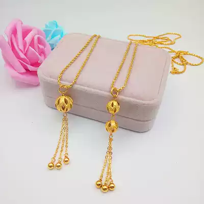 Japanese and Korean 24k gold-plated Joker Autumn and Winter Sweater Women's Long Edition Imitation Gold Necklace Euro Gold Transfer Bead Pendant