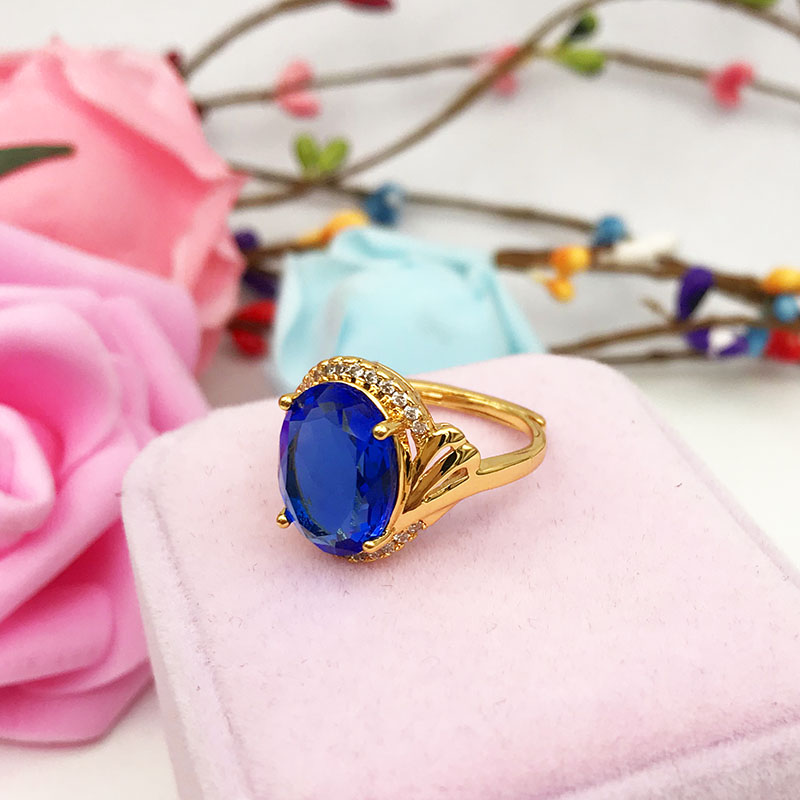 Nhẫn nữ kim cương nạm kim cương mới có thể điều chỉnh nhẫn vàng giả 24k mạ vàng trang sức vàng lâu dài nhẫn titan
