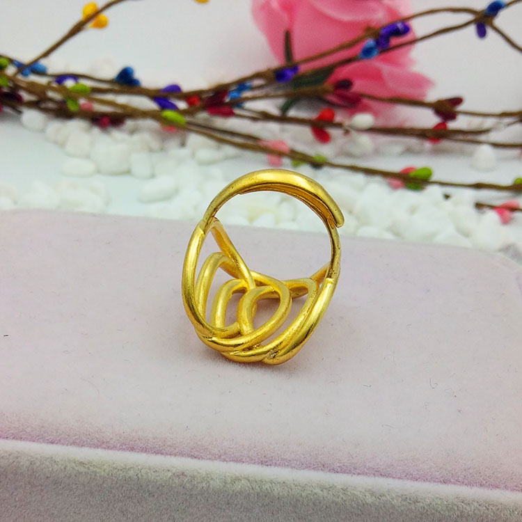 Mới Nhật Bản và Hàn Quốc giả vàng 3D nhẫn vàng nữ bầu không khí đồng xu euro mạ vàng ngón trỏ vàng mở trang sức điều chỉnh nhẫn đẹp