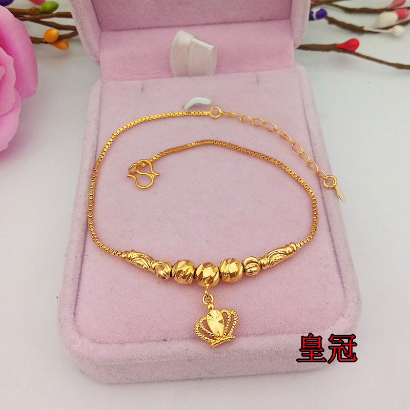 Đồng mới mạ vàng vòng chân nữ có thể điều chỉnh giả vàng trang sức đơn giản quá cảnh cuộc sống lâu dài khóa mặt dây chuyền lâu không phai lắc chân chuông