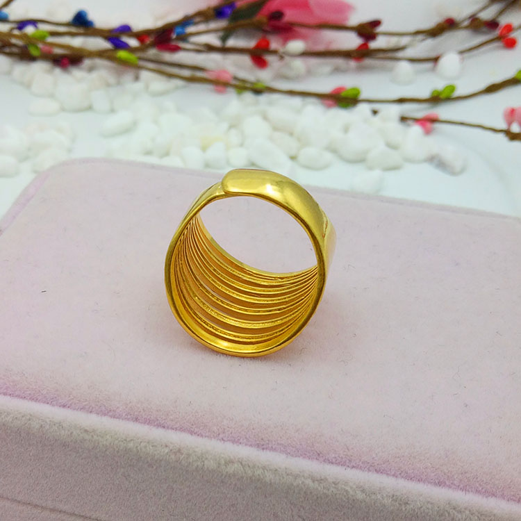 Mới Nhật Bản và Hàn Quốc giả vàng 3D nhẫn vàng nữ bầu không khí đồng xu euro mạ vàng ngón trỏ vàng mở trang sức điều chỉnh nhẫn đẹp