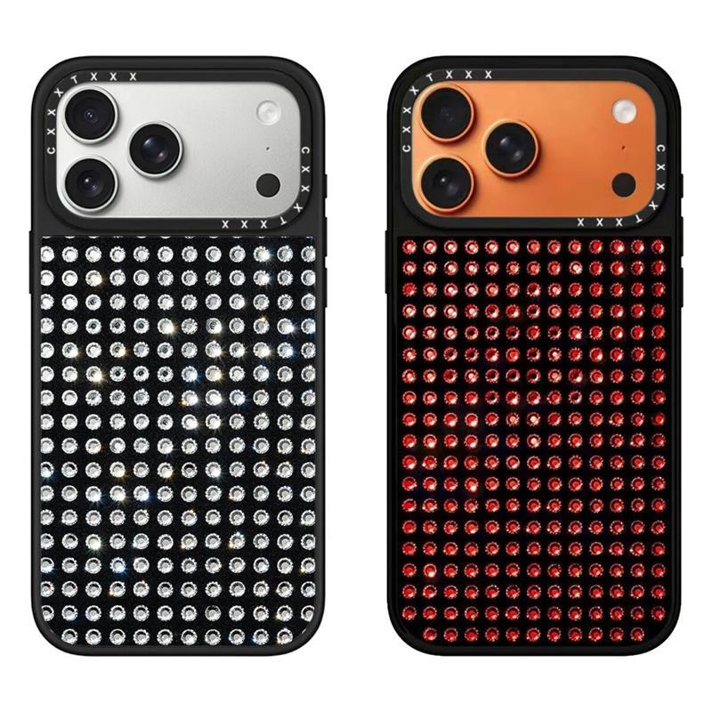 Metal Rhinestone Case Diamond Apple 17Promax Suitable for Iphone16Promax Phone Case 15Pro Celebrity Style 14Pro Creative Personality Artist 13 New Year Red Anti-Drop Hard Case