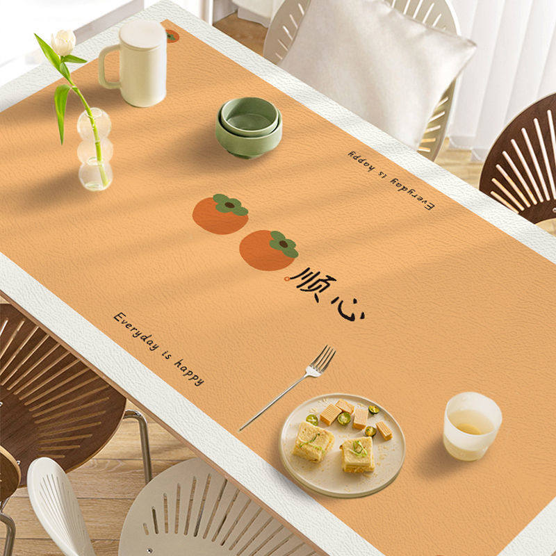 Table mat waterproof anti-oil and anti-scalding anti-scalding silicone leather table cloth light and luxurious High-sense rectangular tea table cloth