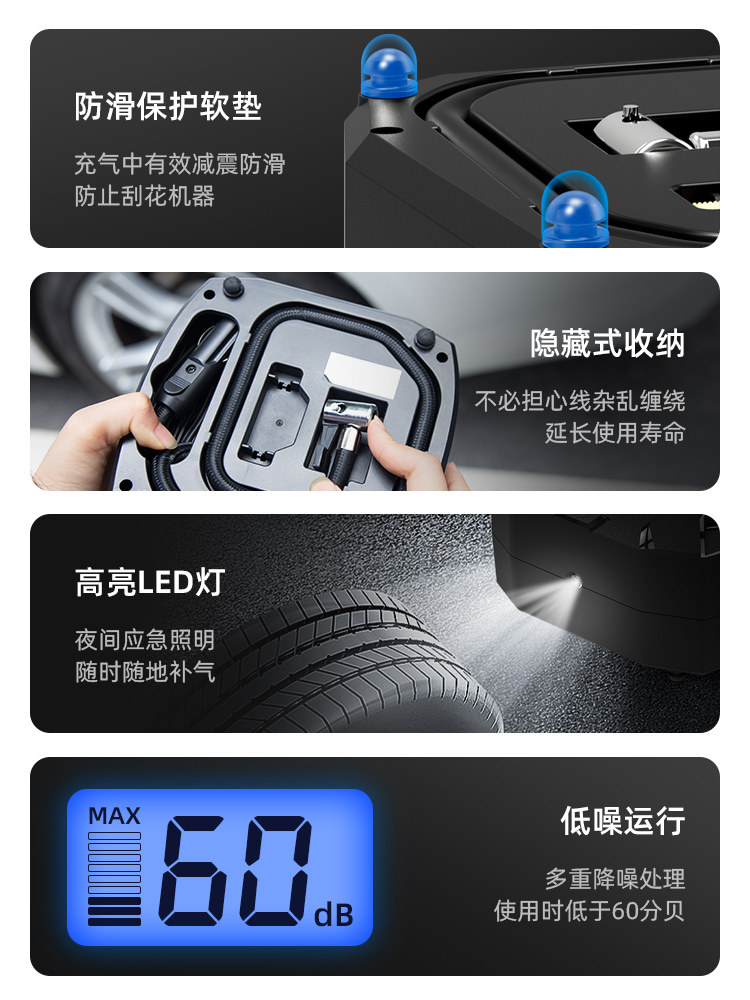 Ulite Car Air Pump Electric 12V for Small Cars and Suvs, High-Power Portable Car Tire Inflator