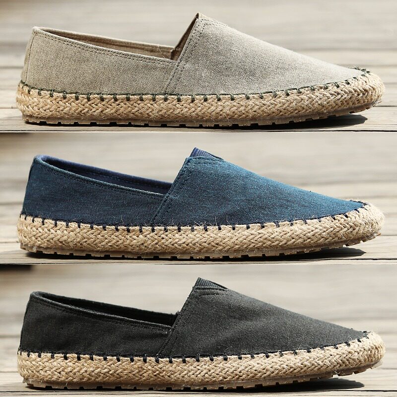 Japanese Fisherman Shoes Men's Summer Sloth People Breathable Casual Cloth Shoes One Foot Pedal Linen Canvas Soft Undergrass Shoe Male Tide