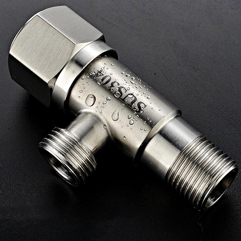 304 stainless steel hot and cold triangular valve home lengthened toilet water stop valve water heater thermostatic valve water mixing valve
