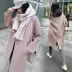 Áo khoác len nữ nhỏ dài phần phiên bản Hàn Quốc 2018 mới mùa thu đông áo khoác kaki nữ có mũ Áo khoác ngắn