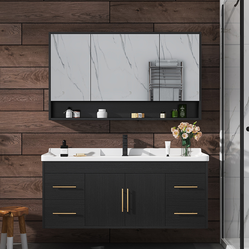 Powder room modern minimalist bathroom cabinet combination light luxury washbasin hand wash basin cabinet combination solid wood small apartment