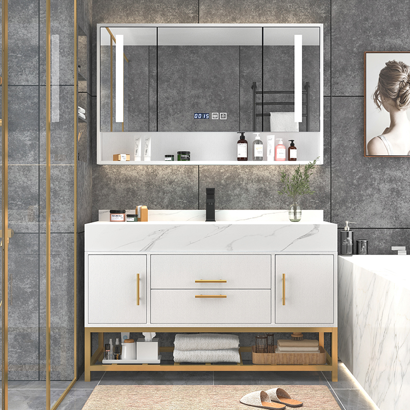Modern simple light luxury marble bathroom cabinet combined wash face basin cosmetic wash wash bathroom wash basin suit