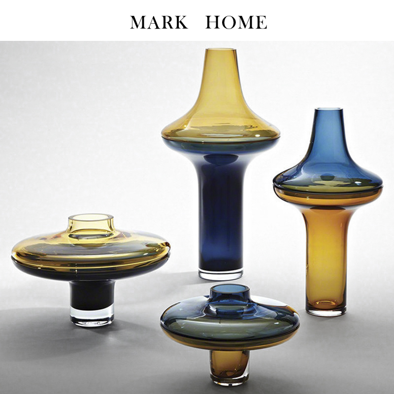 Modern minimal Nordic double color glass vase large model room Software living room home flower fitting parts