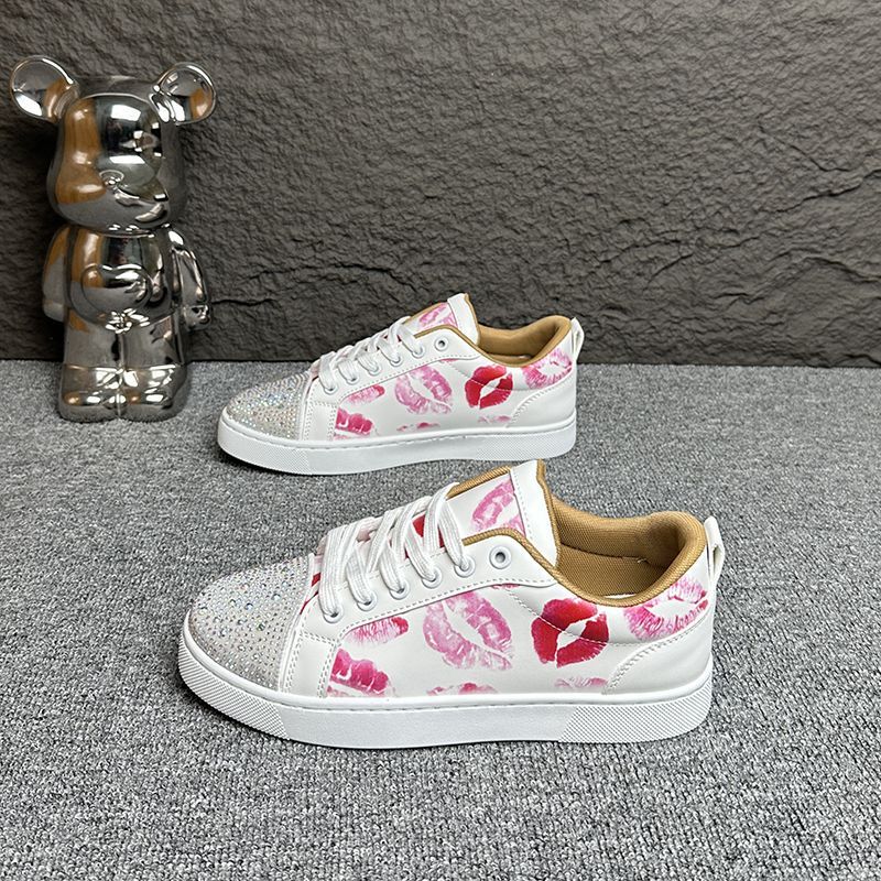 European Station 2026 New Style Rhinestone Casual Shoes Versatile Low-Top Shoes Unisex Lipstick Print Red Lips Kiss Sneakers European Station 2026 New Style Rhinestone Casual Shoes Versatile Low-Top Shoes Unisex Lipstick Print Red Lips Kiss Sneakers