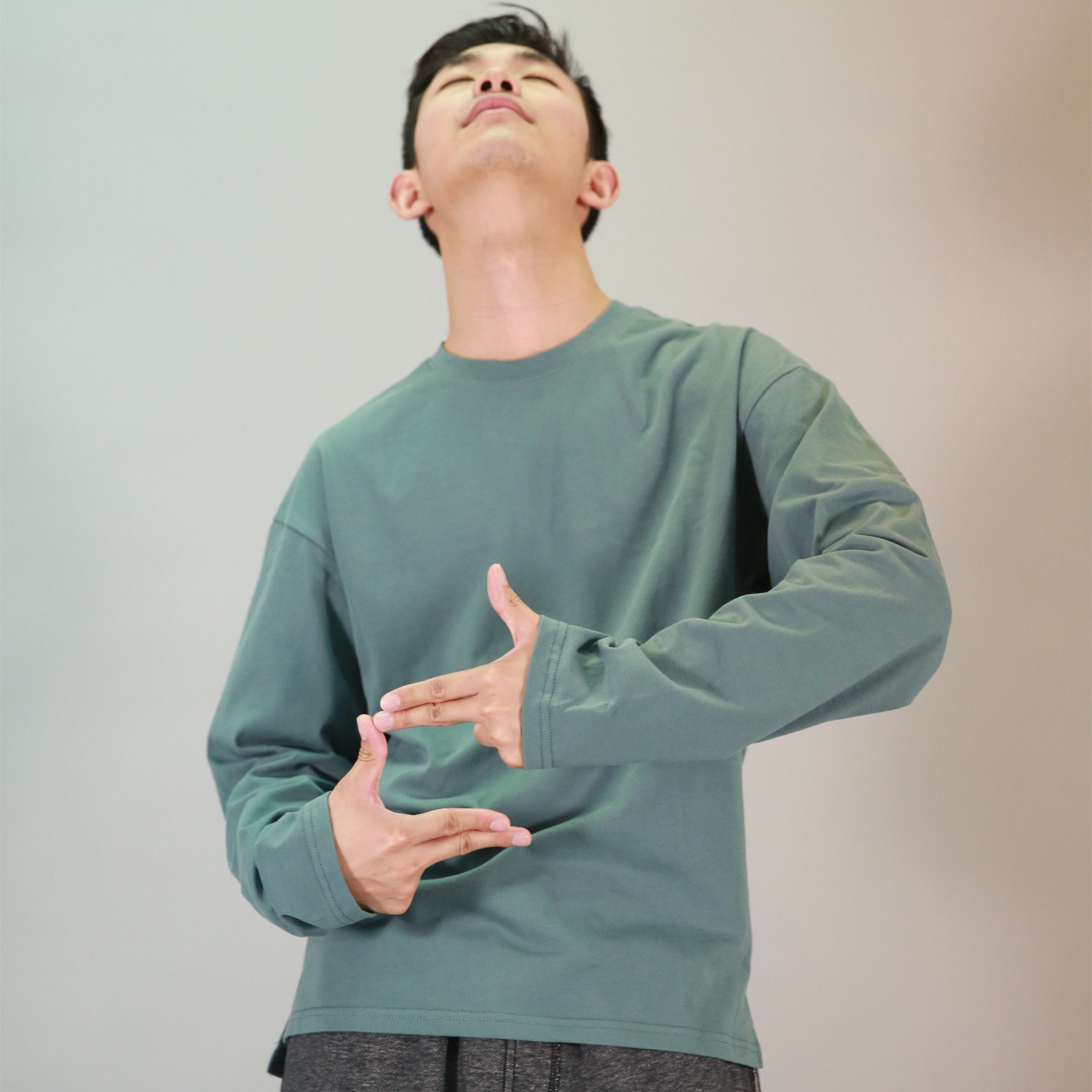 S-05 121 modern dance loose T-shirt dance costume long style exercise dress wear autumn winter men's and women's T-shirt pure cotton