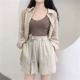 BZA siêu thoải mái cotton và vải lanh buộc dây thun rộng eo cao quần short chân nữ mùa hè 2019 mới quần hoa - Quần short quần áo nữ