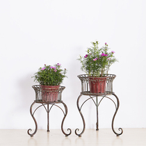 French country old vintage wrought iron round flower stool Green dill green flower stand Flower stand garden gardening decoration rack