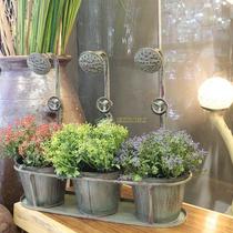 Retro pastoral home Wrought iron sprinkler water pipe flower pot flower stand Succulents flower barrel decoration can be hung and seated