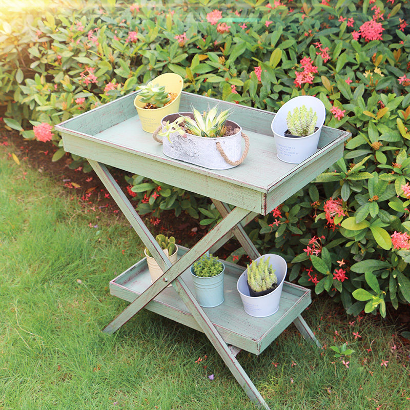 Vintage Wrought iron fleshy flower rack American balcony Courtyard shelf Pallet shelf Garden gardening groceries