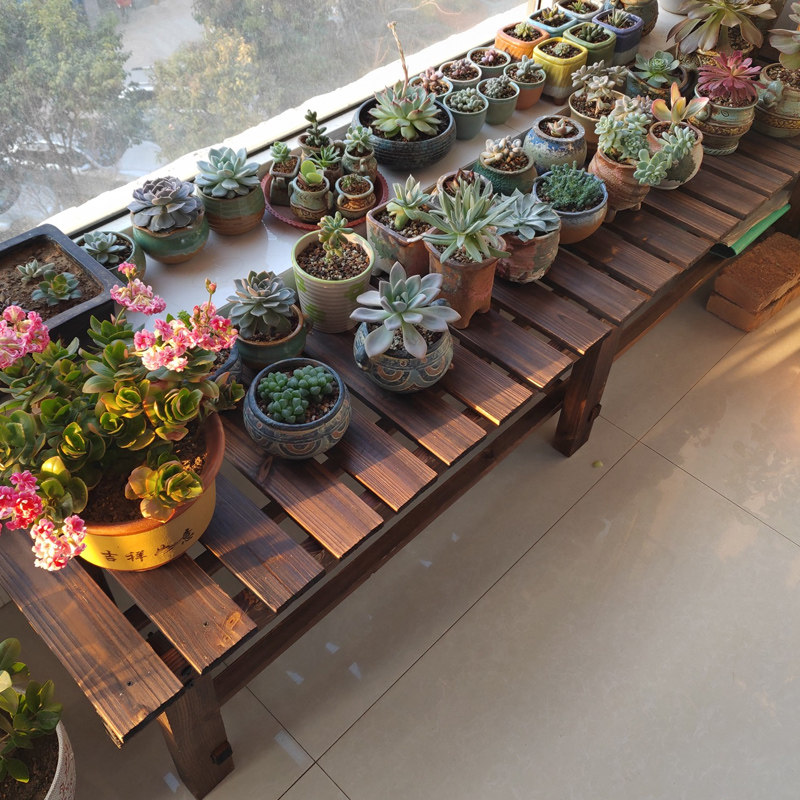 Crazy Rob Limited house Foreign Minister Stool Balcony Embalming Solid Wood Benches Decarbonated Wood Flowerpots Flower Shelf Patio Garden Chair