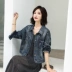 Quần áo denim retro bf2019 phổ biến của Hàn Quốc mùa xuân và mùa thu ngắn của phụ nữ linh hoạt áo khoác denim đính cườm - Áo khoác ngắn shop thời trang nữ Áo khoác ngắn