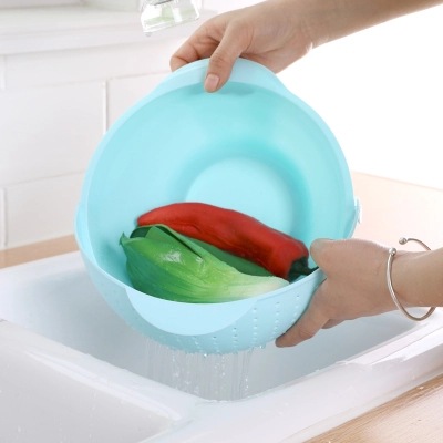 Handle rack thickening kitchen overcover rotary dish washing dish basket plastic washing basket asphalt rack