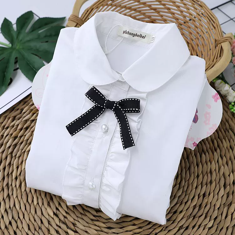 Cô gái cộng với áo sơ mi nhung mùa đông dày ấm áo sơ mi trắng trẻ em trong áo sơ mi nam lớn cotton trắng ao so mi tre em dep