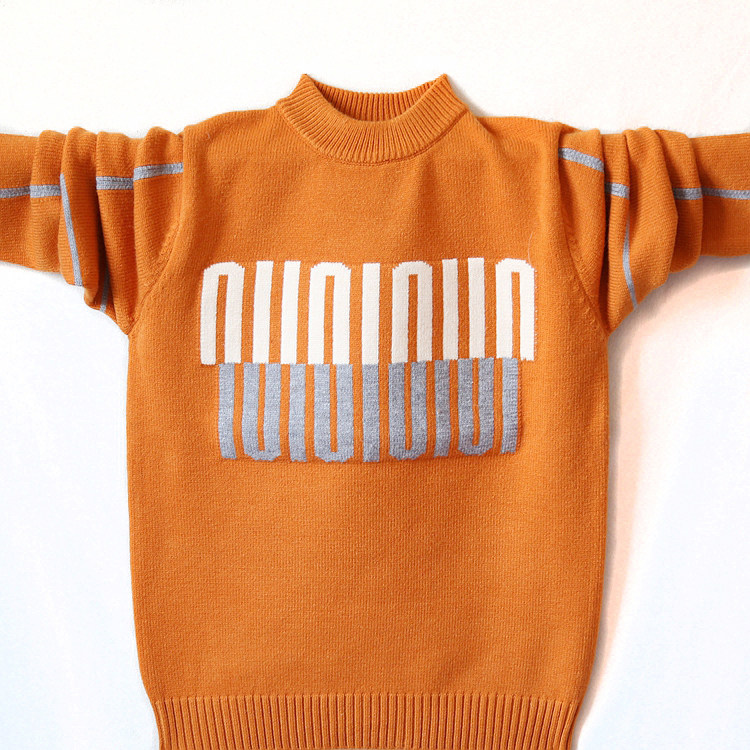 Large boy sweater boy 12-15-year-old male warm 10 Boy thickened Children's semi-high collar Autumn Winter Junior High School students