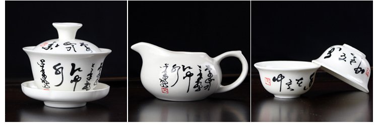 Bộ ấm trà Kung Fu Bộ đồ gốm sứ đơn giản Sứ trắng và sứ trắng Bao gồm bát Trà tách trà Bộ bát trà cổ lớn bộ ấm trà