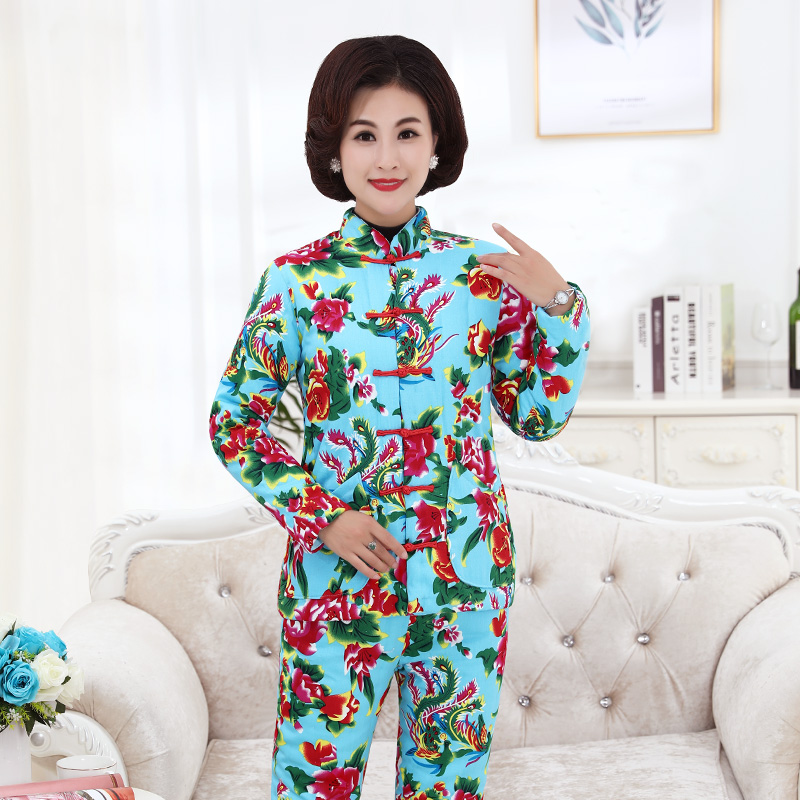 Tinh khiết bông handmade phụ nữ bông quần áo mùa đông trung niên quần bông handmade dày ấm set mẹ