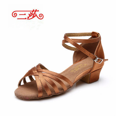 三莎正品女孩儿童拉丁舞鞋女童国标舞鞋少儿拉丁鞋女软底舞蹈鞋