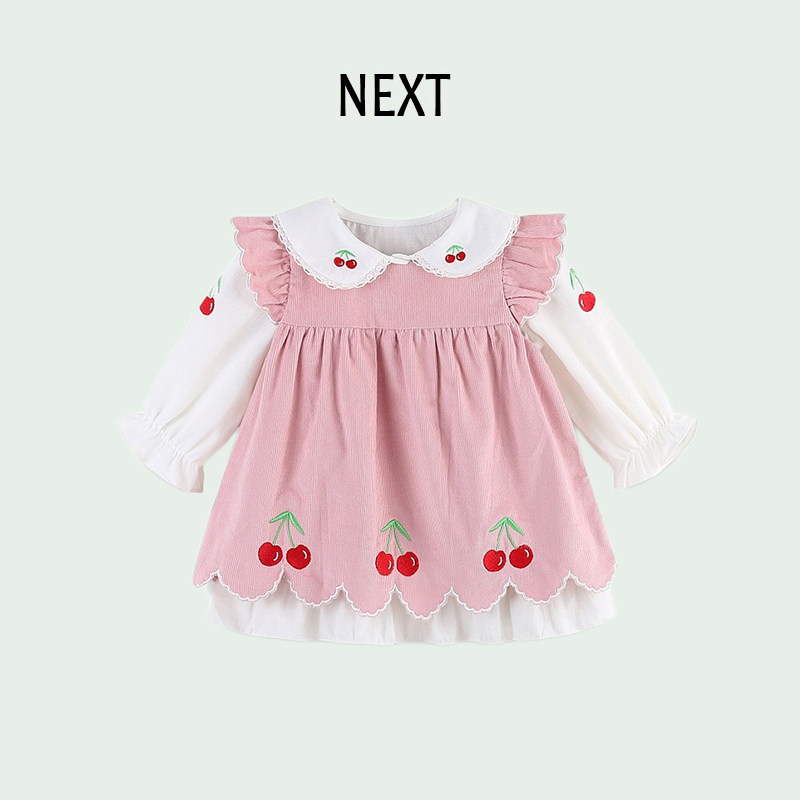 British NEXT baby dress foreign style 100 days one-year-old autumn female baby clothes fashion suit two-piece set