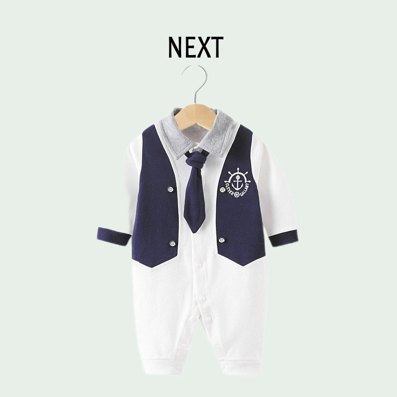 British Next Gentleman dress 100-day anniversary leave two autumn baby navy wind hacks crawling collar
