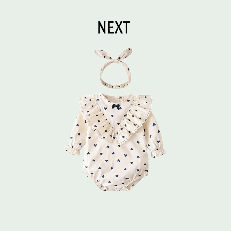 British NEXT newborn long-sleeved autumn baby going out fart clothing ins baby hundred days full moon romper climbing clothes