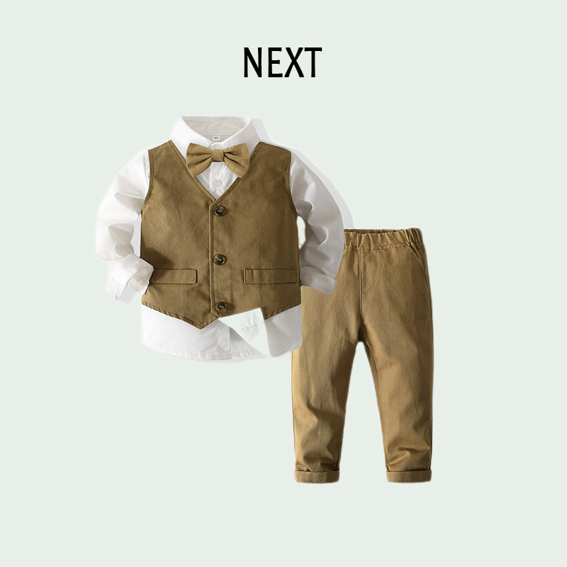 British NEXT baby clothes children's autumn long-sleeved shirt vest fake two-piece suit boy gentleman dress 1
