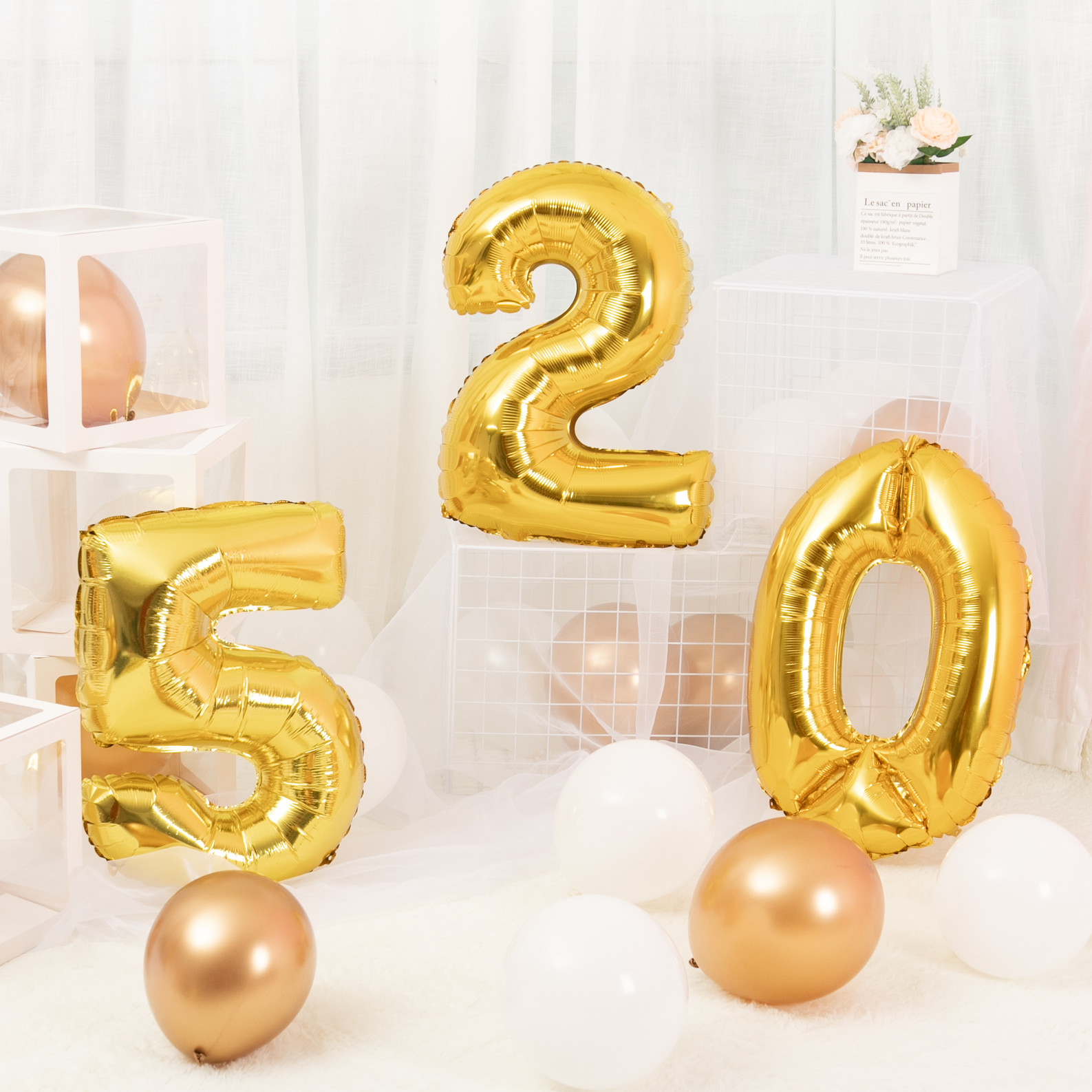 32 inch large number of gold and silver blue pink digital aluminum film thickened balloon birthday party decorations scene arrangement