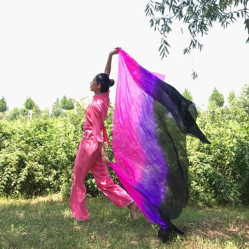 Belly dance dress dress silk dance handyarn performances practice hand-thrown dress towel gradually colored scarf