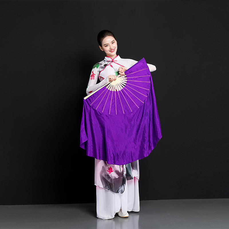 Dance fan bifacial adult seedlings song fan performance Children dance fan Gradual Layer Color Square Stage Props China Wind