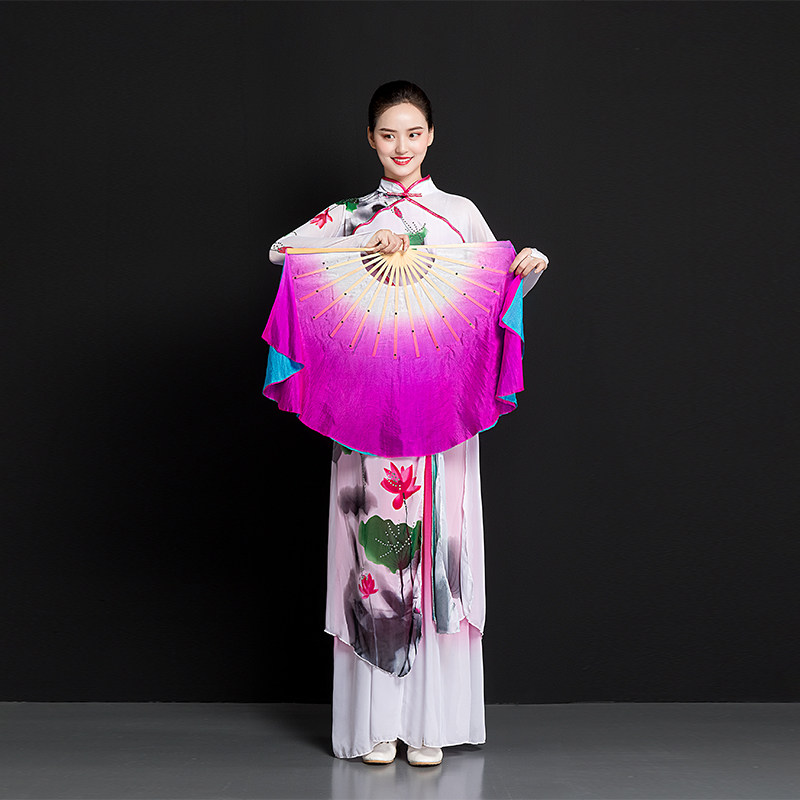 Wind Crisp Amnesia Double Bicolor Fan Rose Blue Kite Fan Son Dance Fan Real Silk Fan