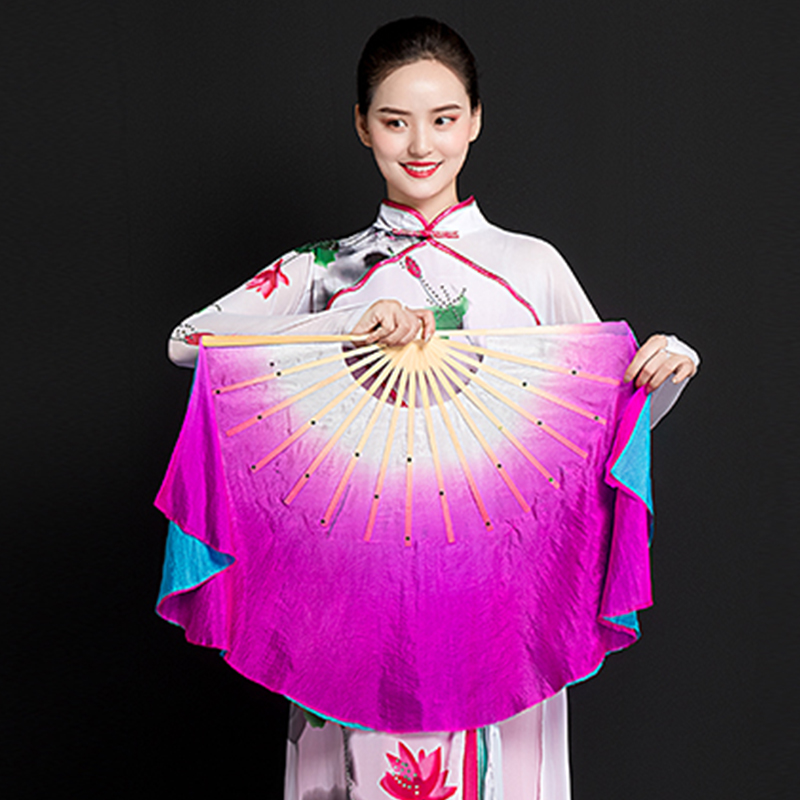 Wind Crisp Amnesia Double Bicolor Fan Rose Blue Kite Fan Son Dance Fan Real Silk Fan