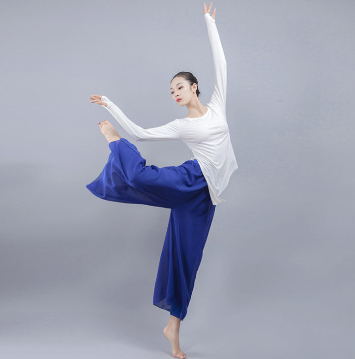 Modern dance practice clothes long-sleeved female adult modal yoga clothes set finger top classical dance Latin dance clothes