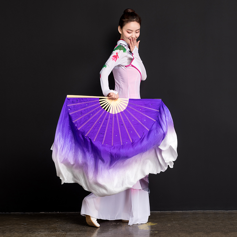 Real Silk Dance Fan Double Sided State Fan Seedlings Song Fan Bamboo Bone Dancing Fan Performance Fan Show