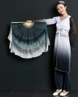 Настоящий шелковой вентилятор 36 встряхнуть головой 40 (правая рука) черный перевернутый краситель