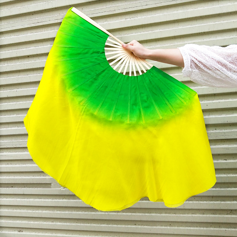 Dance Fan Dancing Fan Lengthened Adult Genuine Silk Double Sided State Rice Seedling Song Fan Show Big Fan's Gradual Floor Dancing Show Fan