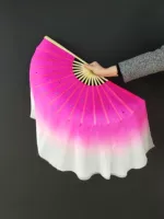 Настоящий шелк вентилятор 36 плавает 25 (розовый красный перевернутый)