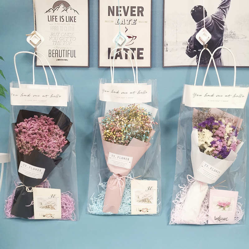 Creative dried flower bouquet Nordic tote bag Don't forget me full of stars real flower ornaments decorate birthday gift small wall