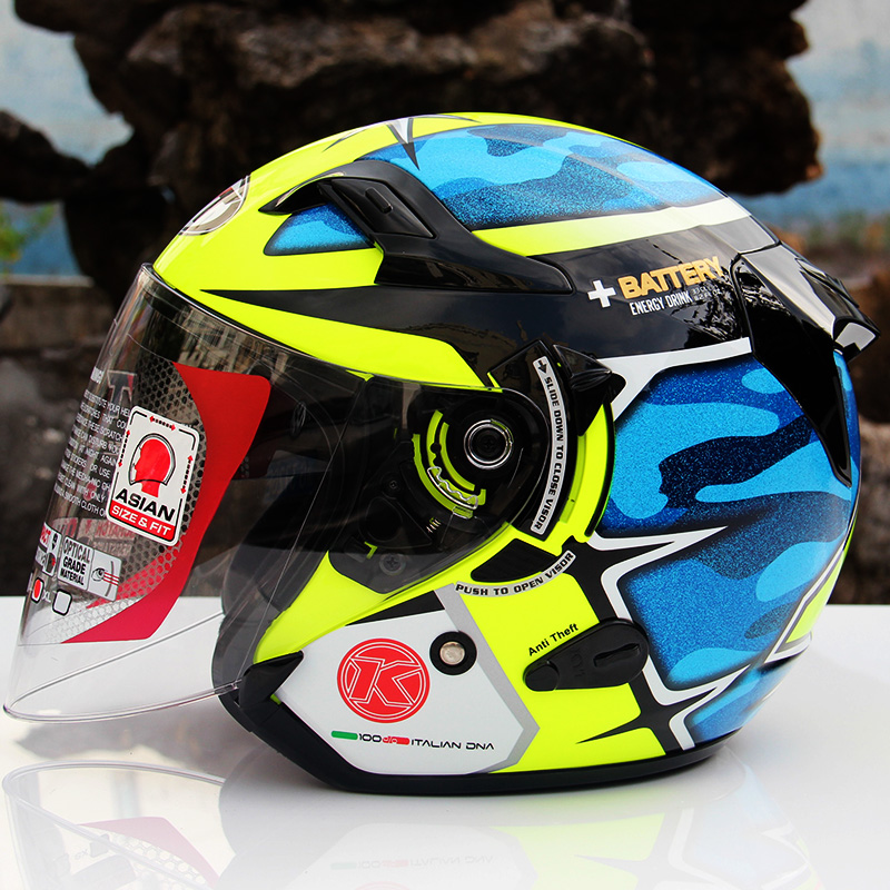 KYT helmet locomotive locomotive half helmet double lens GP rider track helmet four seasons autumn and winter warm half-covered men