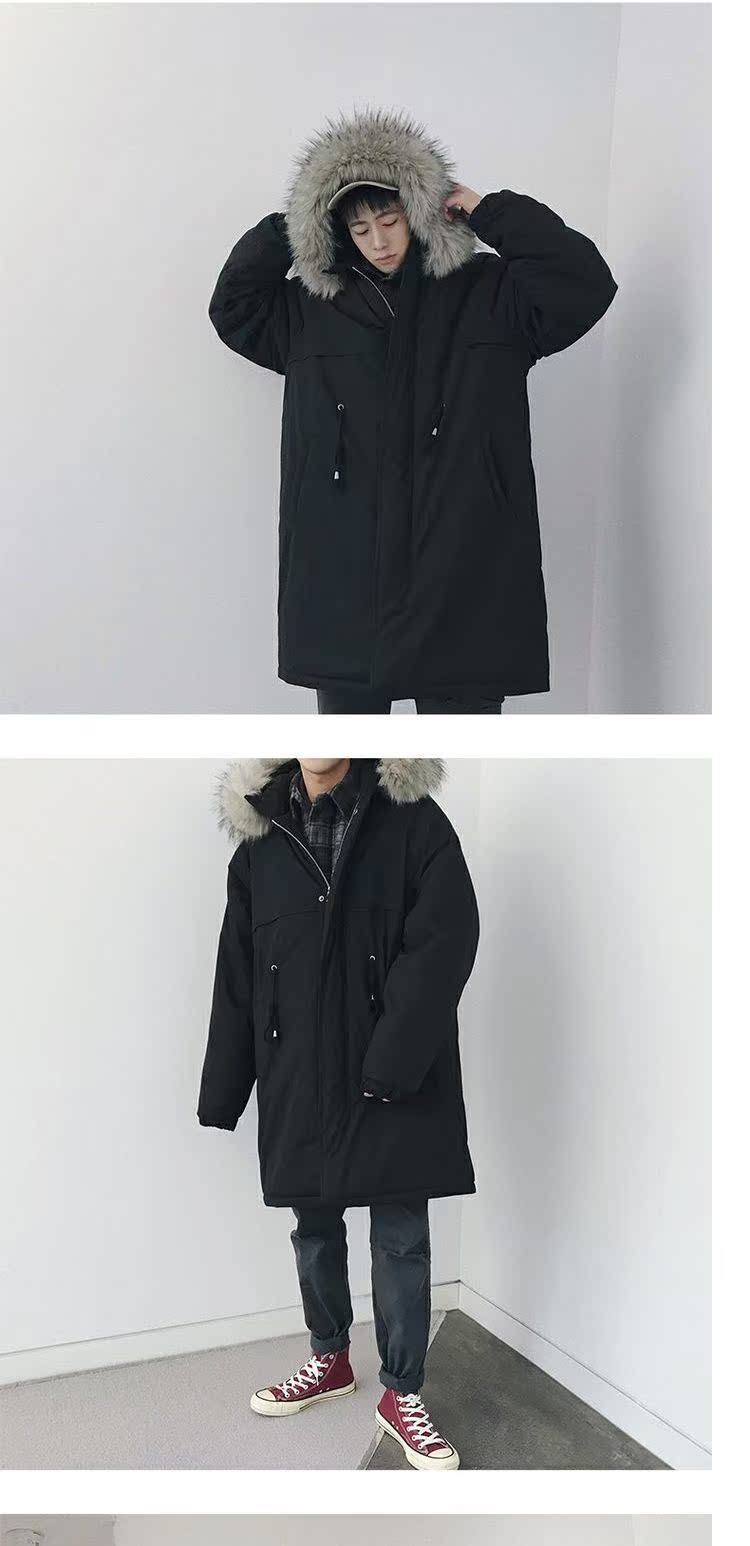 Áo khoác cotton nam áo khoác cotton nam 2018 mới áo len lông cừu cặp đôi lông lớn cổ áo nam và nữ áo khoác dài mùa đông áo khoác cardigan