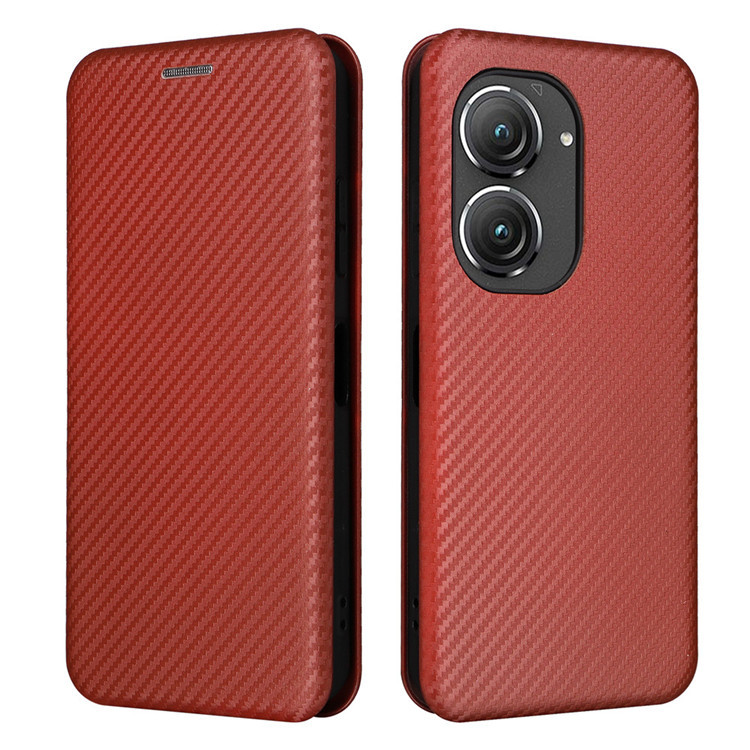 Zenfone 9 Zenfone 9 Carbon Fiber Wallets Folio Flip Synthetic Leather Phone Case