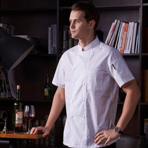Chefs clothing short-sleeved thin summer cotton male and female waiter work clothes dining kitchen baking chefs clothing