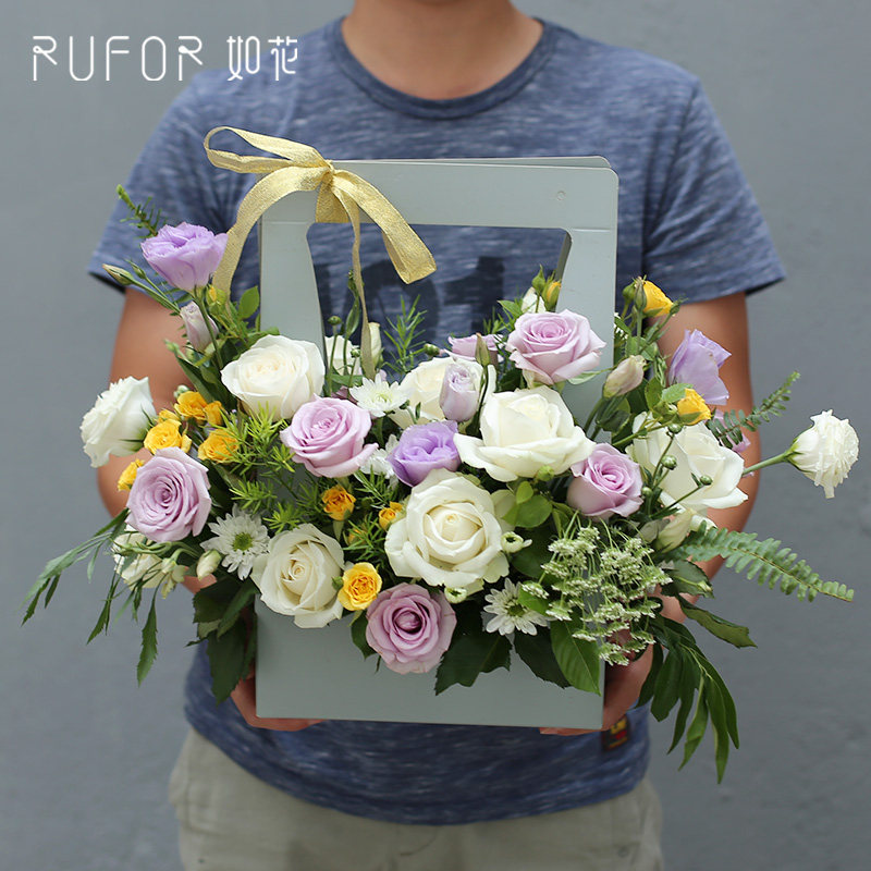 Pink Embroidered Ball Flower family flower bouquet Chengdu Shuangliu Flower express Tongcheng Flowers Rose Bouquet Valentine's Day