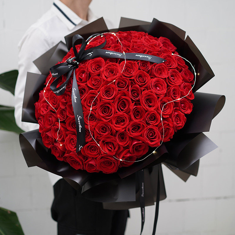 99 Red Roses Bouquet Chengdu Flowers Express Tongcheng Valentine's Day Shuangliu Pixian Wenjiang Longquan High-tech Flower delivery