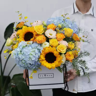 19 apology yellow rose gift box Chengdu city flower express Shuangliu Pixian Huayang Valentine's Day expression